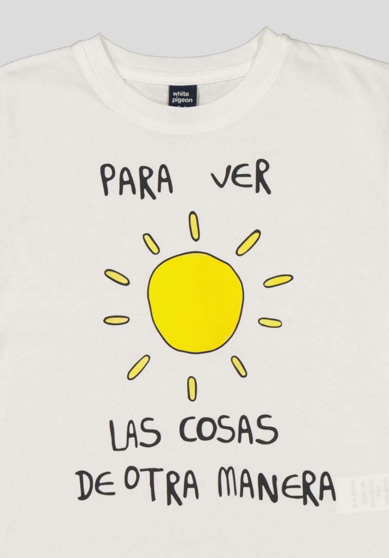 "White Pigeon - T-SHIRT GARCON MANCHE COURTE 100 % COTON ""Para Ver"" - Blanc" 3