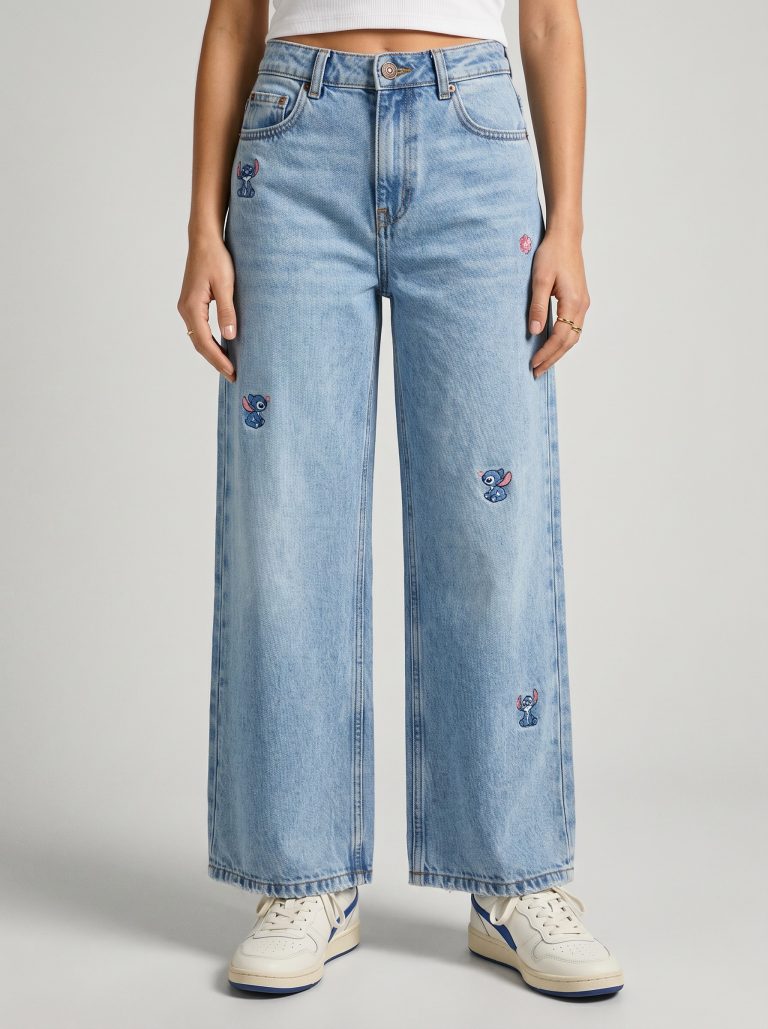 White Pigeon -  JEAN WIDE LEG FILLETTE COUPE LARGE MEDIUM 100% COTON - MEDIUM USED