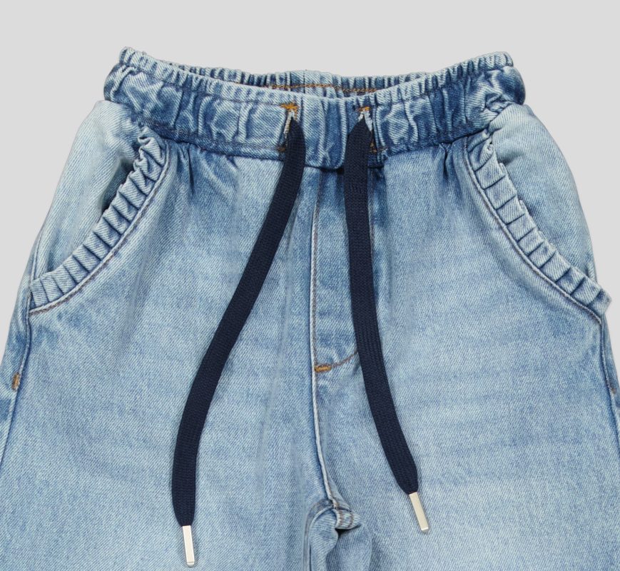 White Pigeon - JEAN JOGGER FILLETTE STONE WASH ÉLASTIQUE ET CORDON 100% COTON - STONE WASH 3