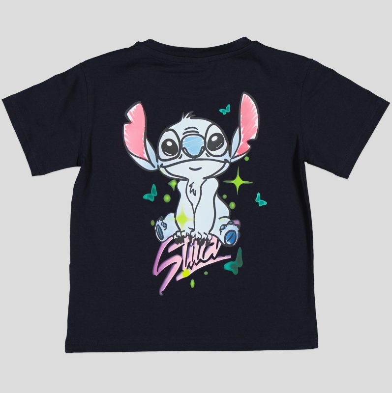 "White Pigeon - T-SHIRT FILLETTE MANCHE COURTE 100% COTON""Stitch"" - DARK NAVY" 4