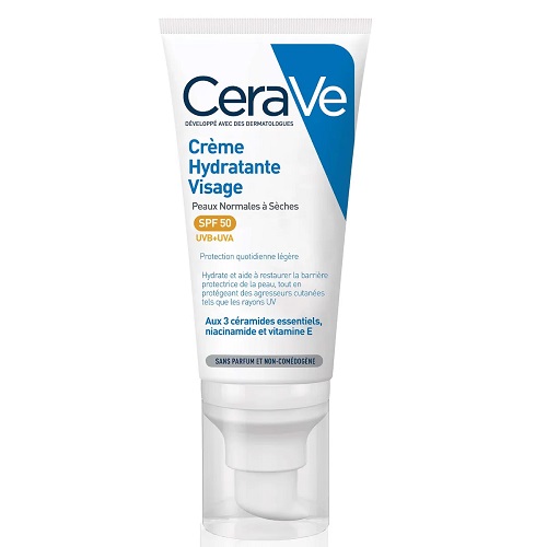 Cerave - Crème Hydratant Visage Peaux Seches Spf 50+ 52Ml