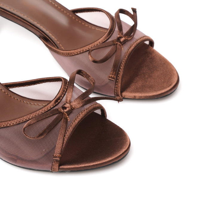 Seaside - Sabot satin demi talon E26-F595 - Chocolat 3