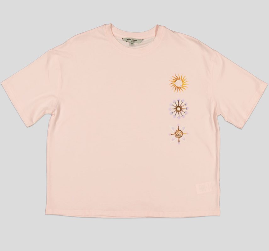 White Pigeon - T-SHIRT FEMME 100 % COTON - ROSE PASTEL 2