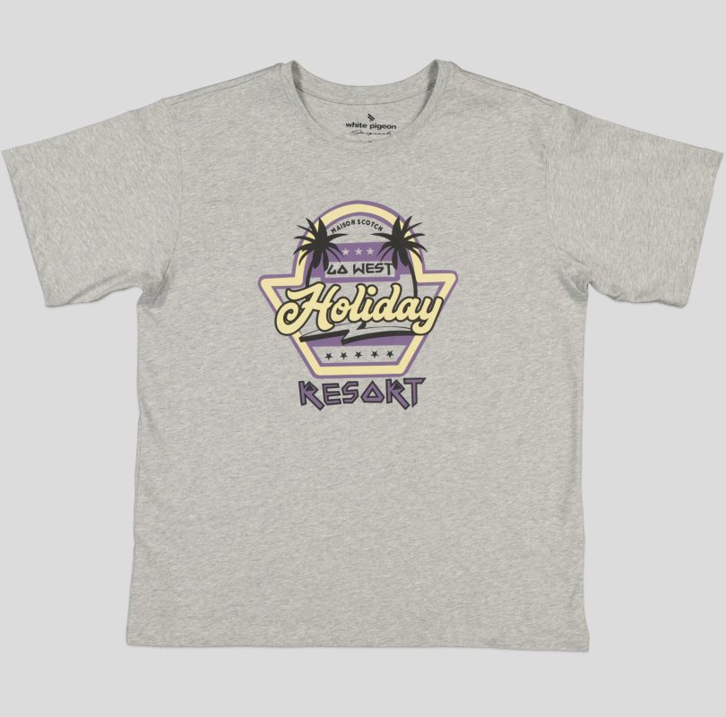 "White Pigeon - T-HOMME COL ROND 100 % COTON ""Holiday Resart"" - GRIS" 2