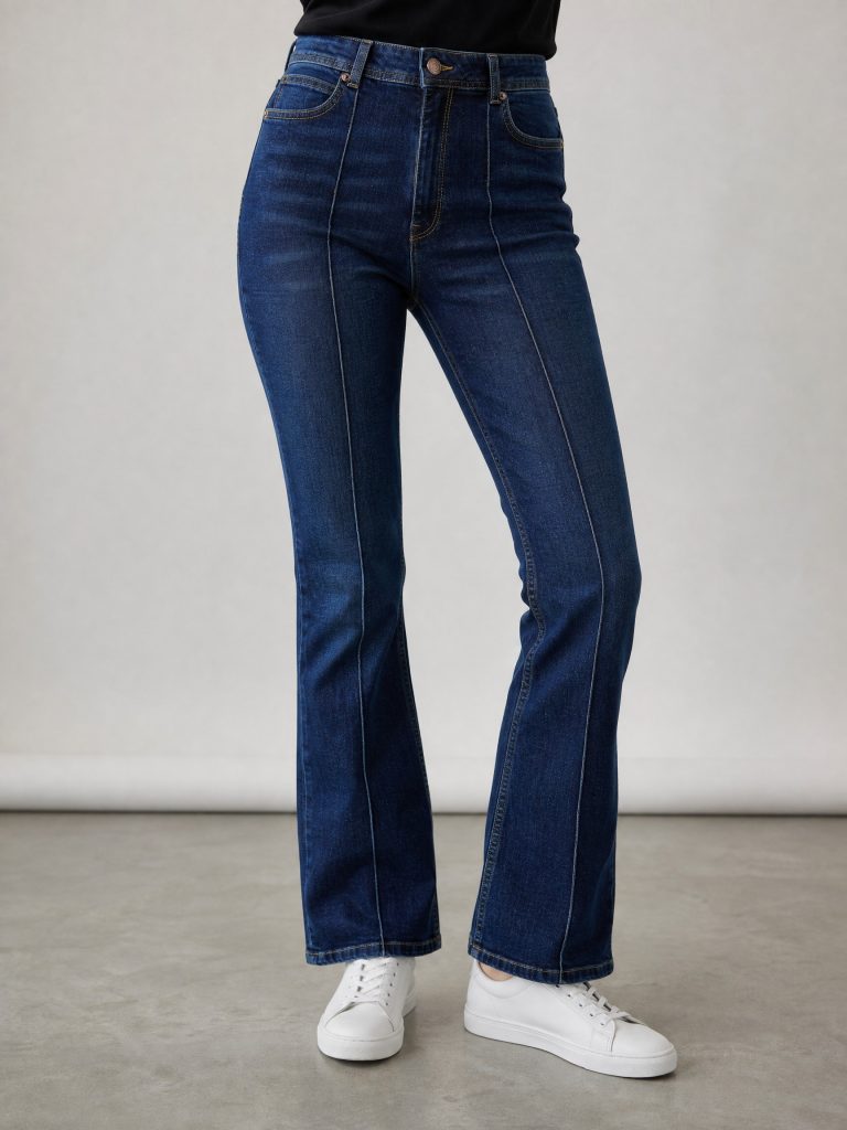 White Pigeon - Jean femme taille haute coupe bootcut - DARK USED