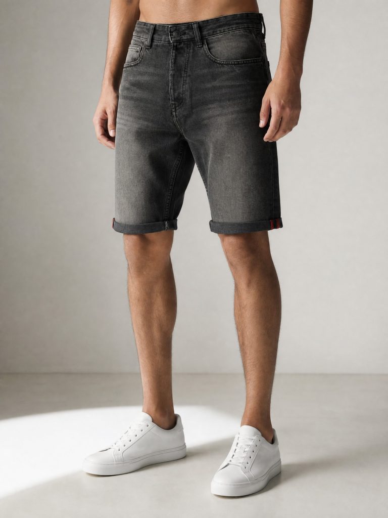 White Pigeon -SHORT HOMME JEAN -  DARK BLACK