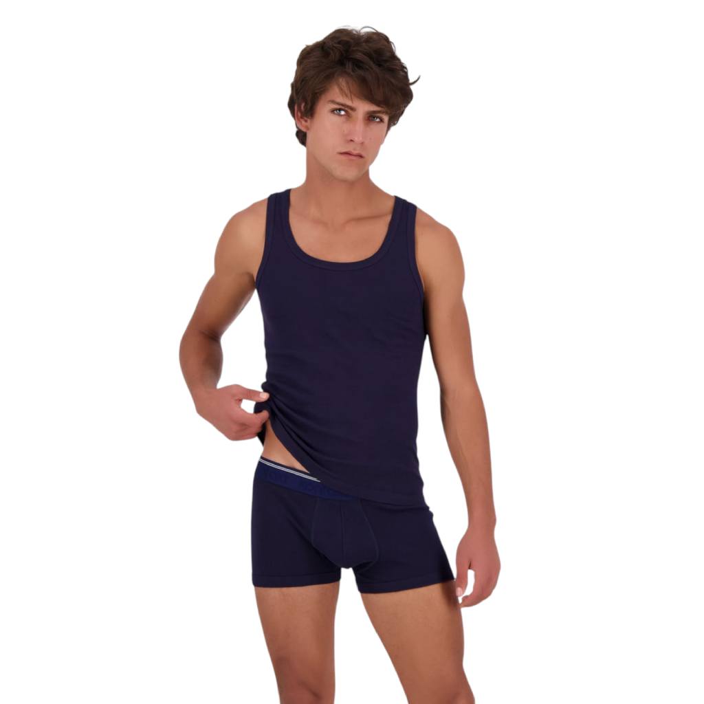 Kontakt - Lot  de 3 shortys homme en coton stretch - Bleu Marine