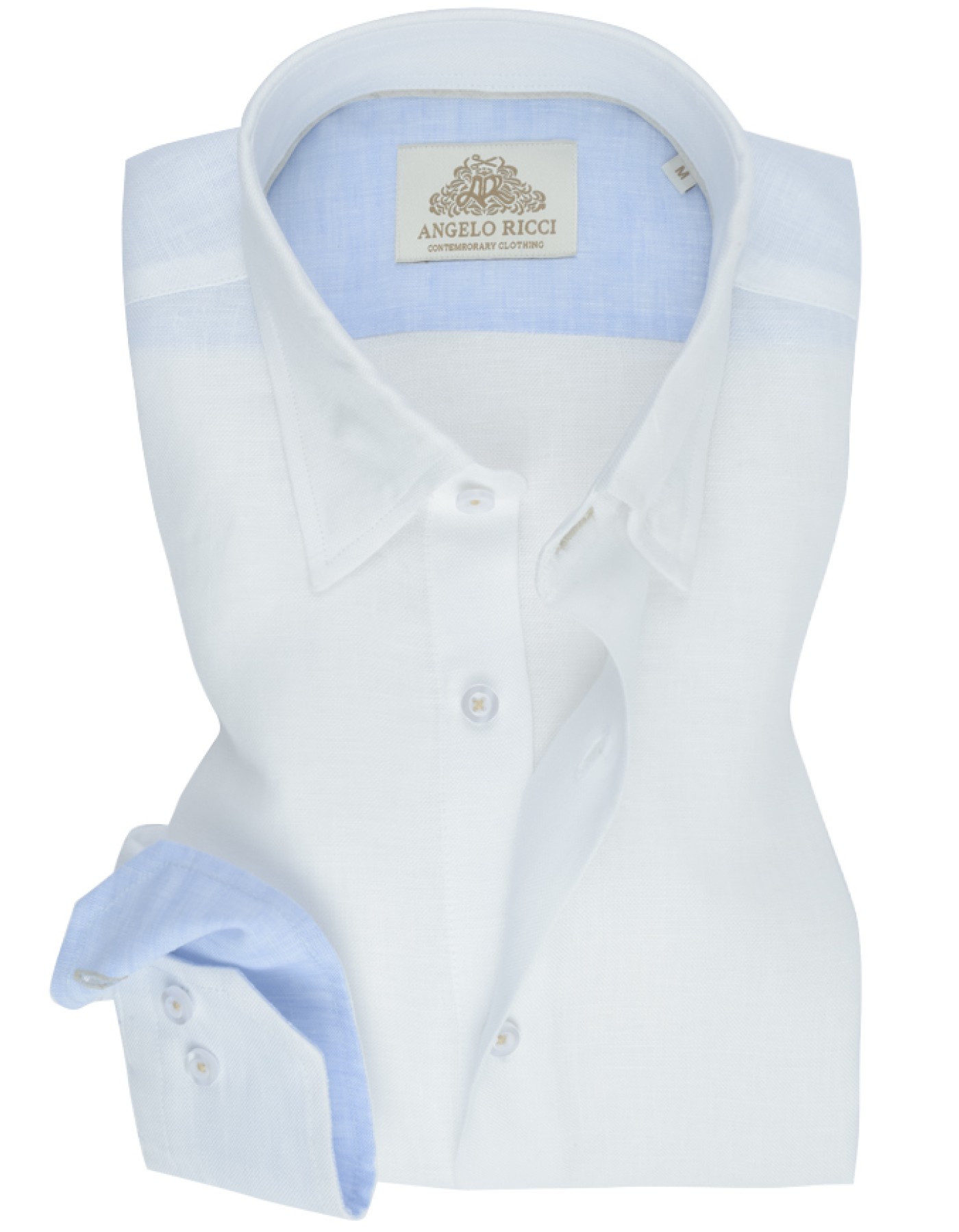 Angelo Ricci - Chemise Homme Regular Fit /100%Lin - Blanc