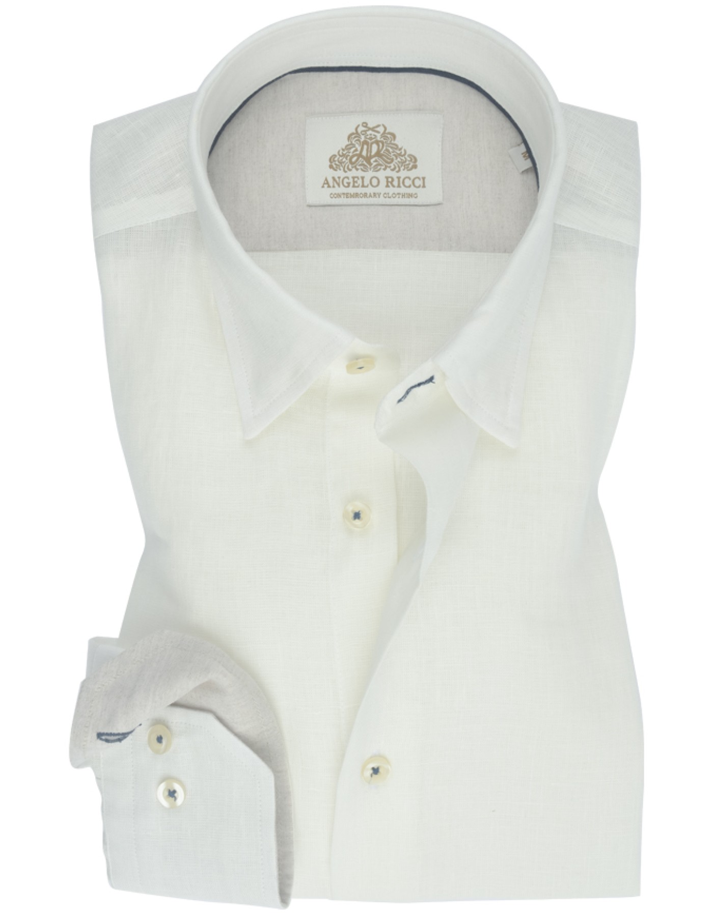 Angelo Ricci - Chemise Homme Regular Fit /100%Lin - Ecru