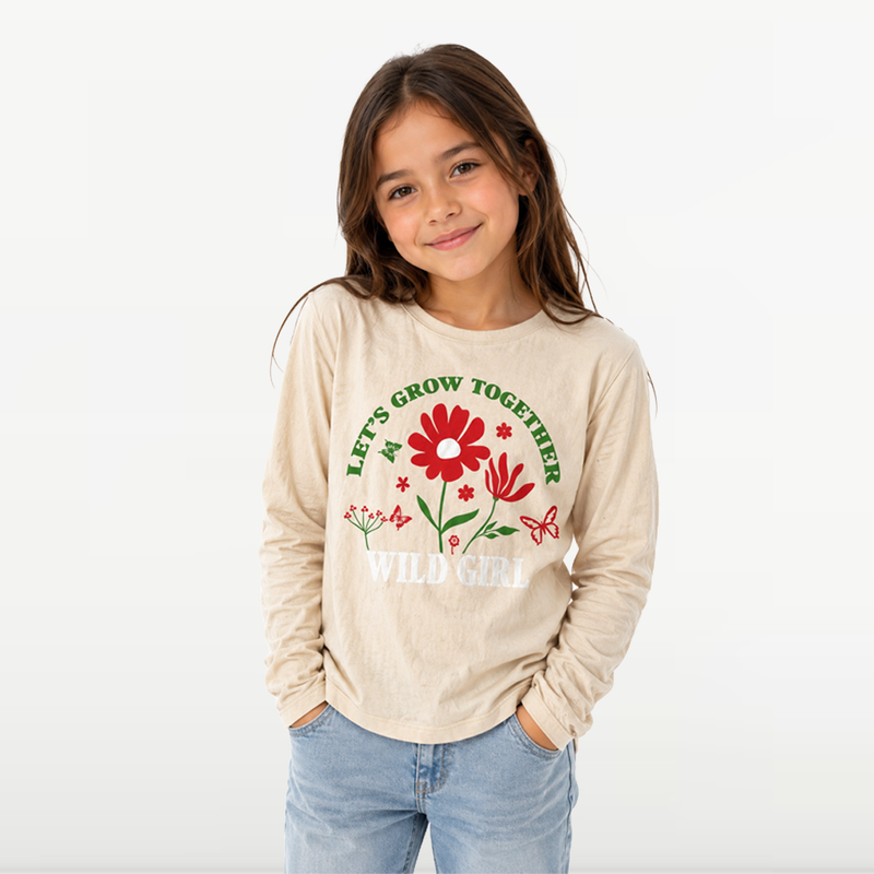"MB - T-shirt Pour Fille ""lets Grow Together"" - Ecru"