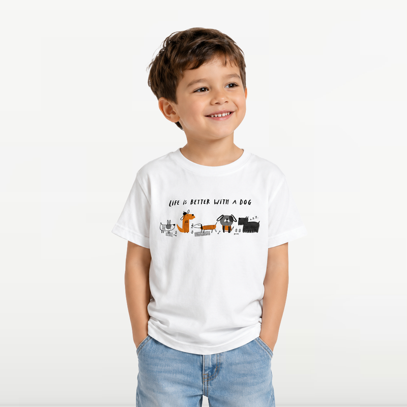 "MB - T-shirt Pour Bébé Garçon ""life is better with Dog"" -Blanc"