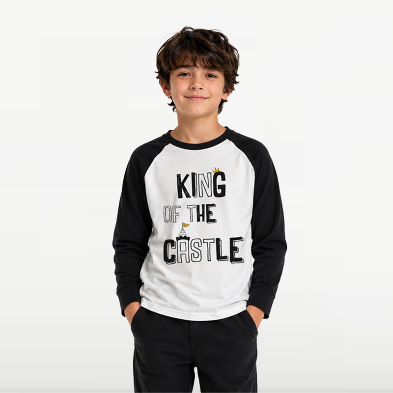 "MB - T-shirt Pour Garçon ""king of the Castle"" - Blanc Noir"
