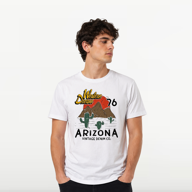 "MB - T-shirt d'éte Pour Homme "" Arizona"" - Blanc"