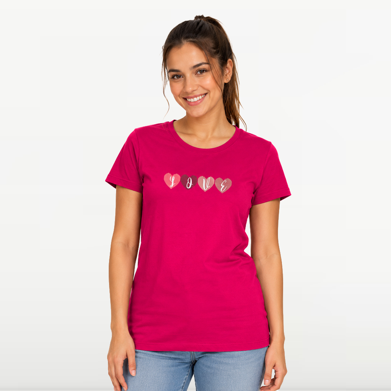"MB - T-shirt d'éte Pour Femme ""Love"" - Rose Fushia"