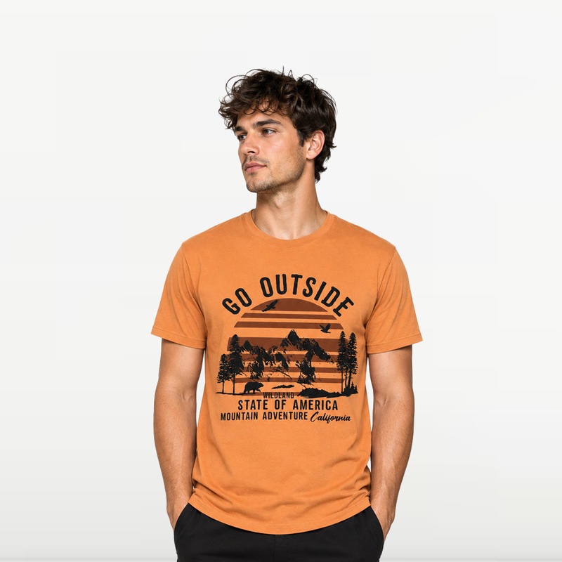 "MB - T-shirt d'éte Pour Homme ""Go Outside"" - Saumon"