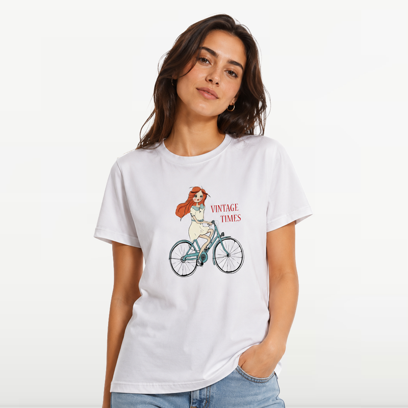 "MB - T-shirt d'éte Pour Femme ""Vintage Times"" - Blanc"
