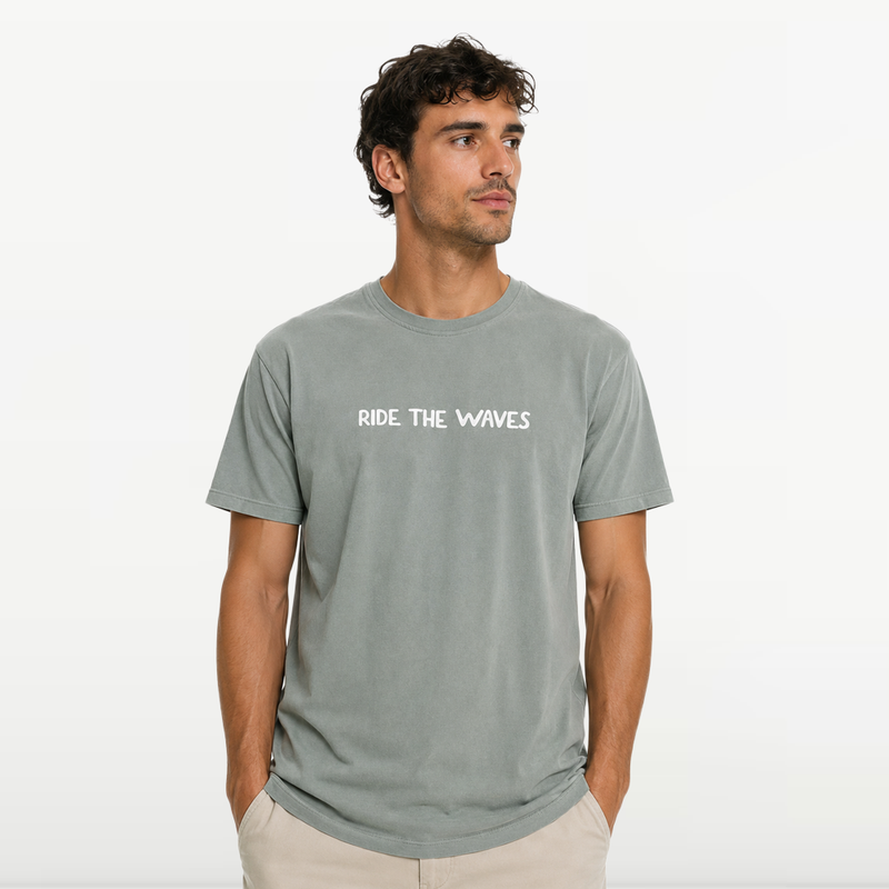 "MB - T-shirt d'éte Pour Homme ""Ride The Wave"" - Vert Claire"