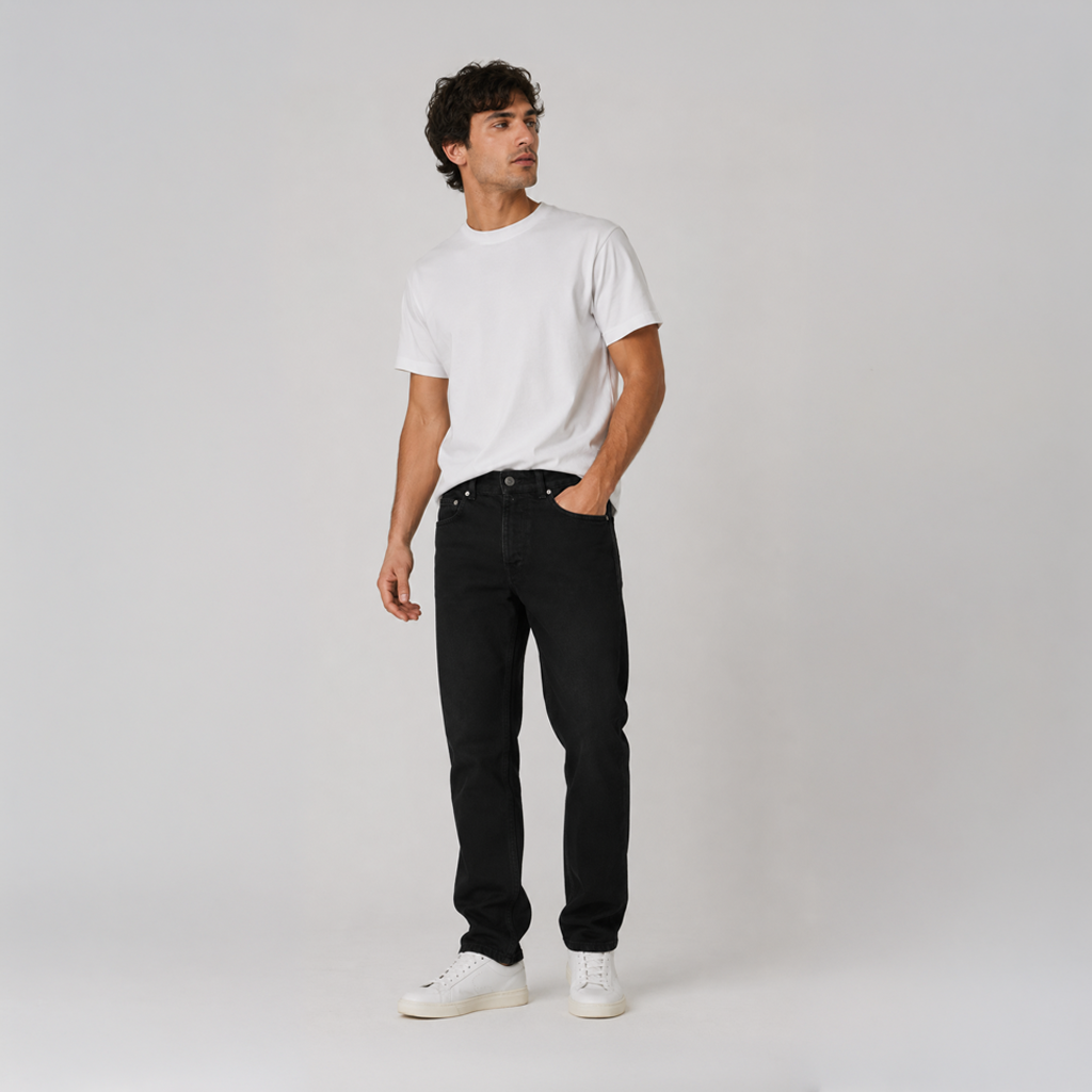 White Pigeon - Jean homme regular fit en denim 100% coton - Noir