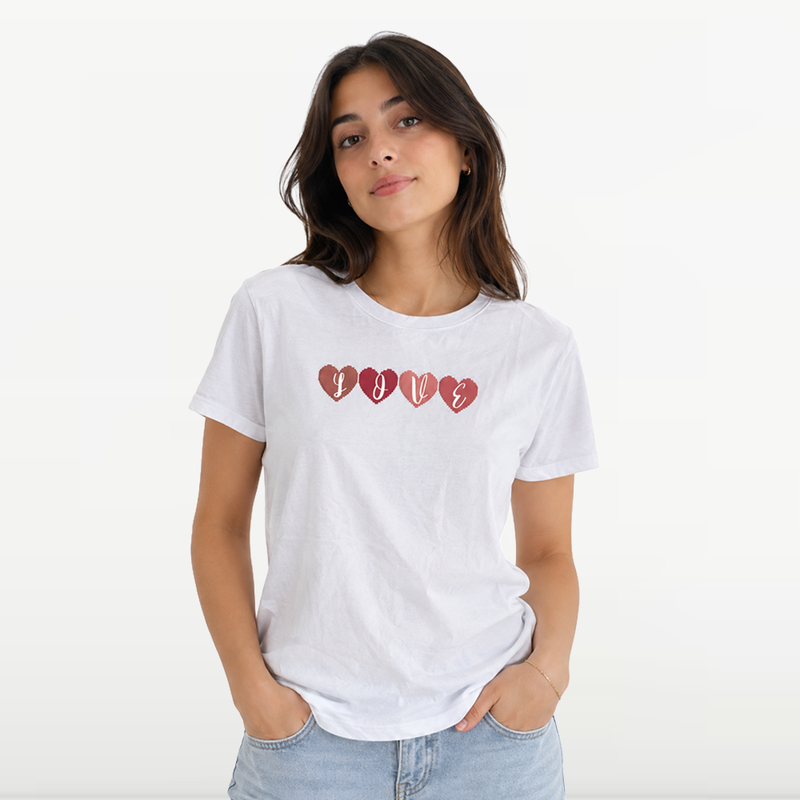 "MB - T-shirt d'éte Pour Femme ""Love"" - Blanc"