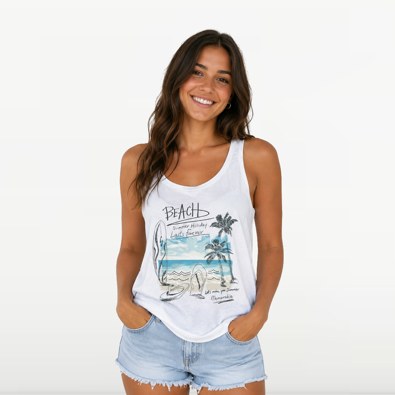 Débardeur Femme ""Summer Holiday"" - Blanc"