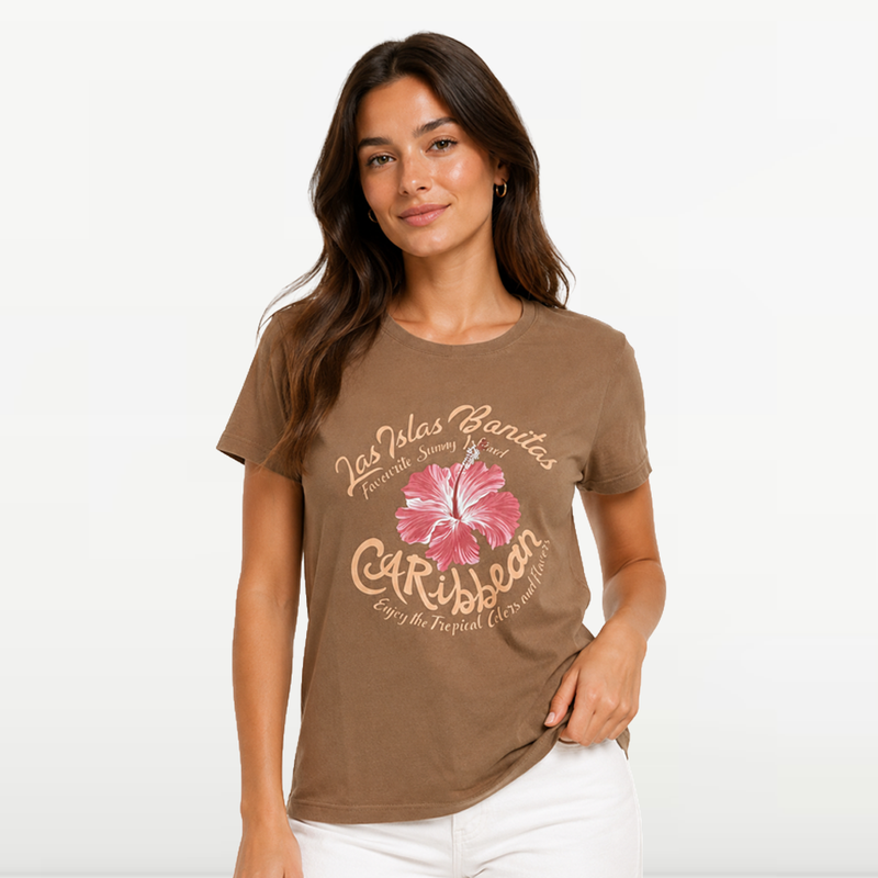 "MB - T-shirt d'éte Pour Femme ""Carribbean"" - Marron"