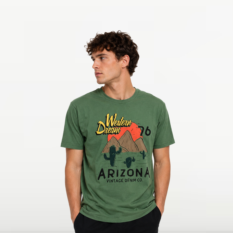 T-shirt d'éte Pour Homme "" Arizona"" - Vert Foncé"