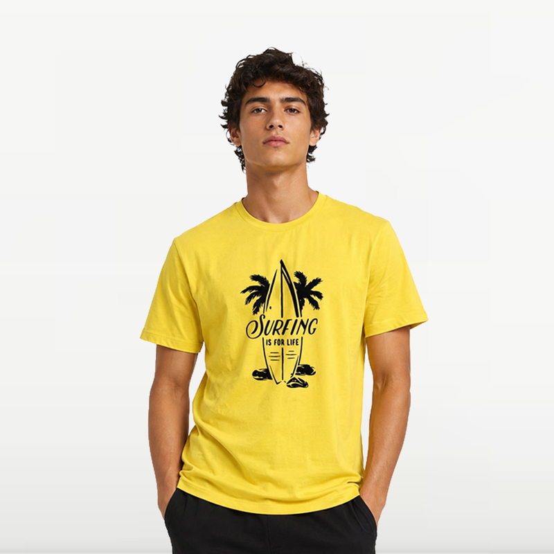 "MB - T-shirt d'éte Pour Homme "" Surfing"" - Jaune"