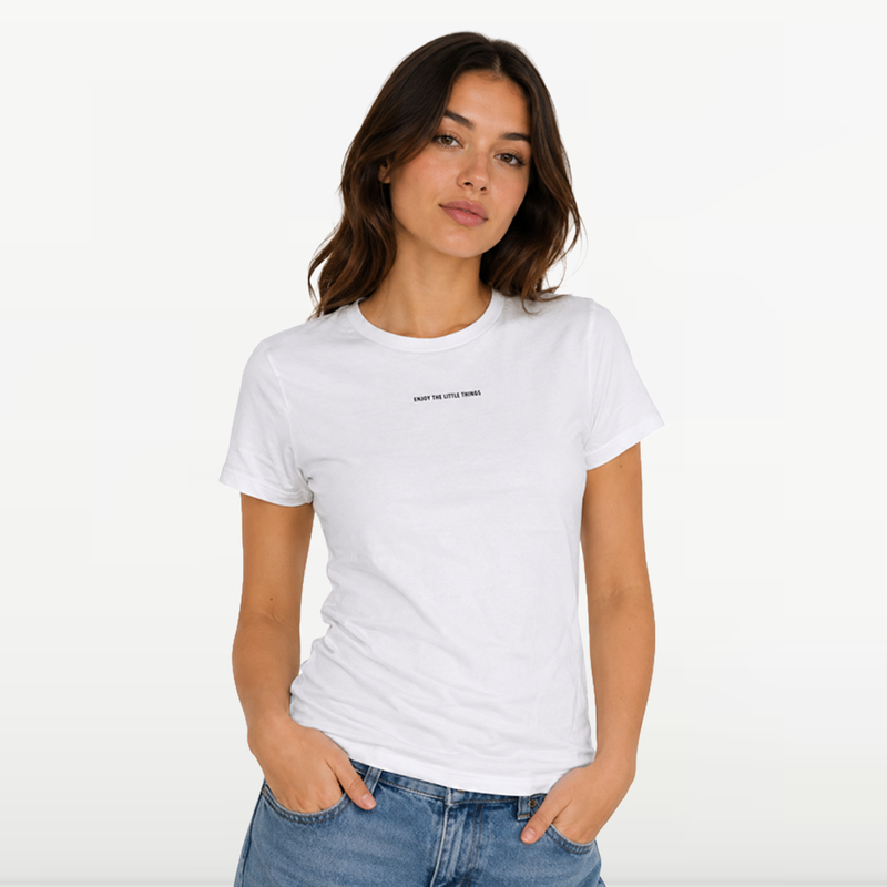 "MB - T-shirt d'éte Pour Femme ""Enjoy The Little Things"" - Blanc"