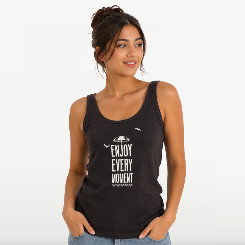 "MB - Débardeurs Pour  Femme ""Enjoy Every Moment"" - Noir"