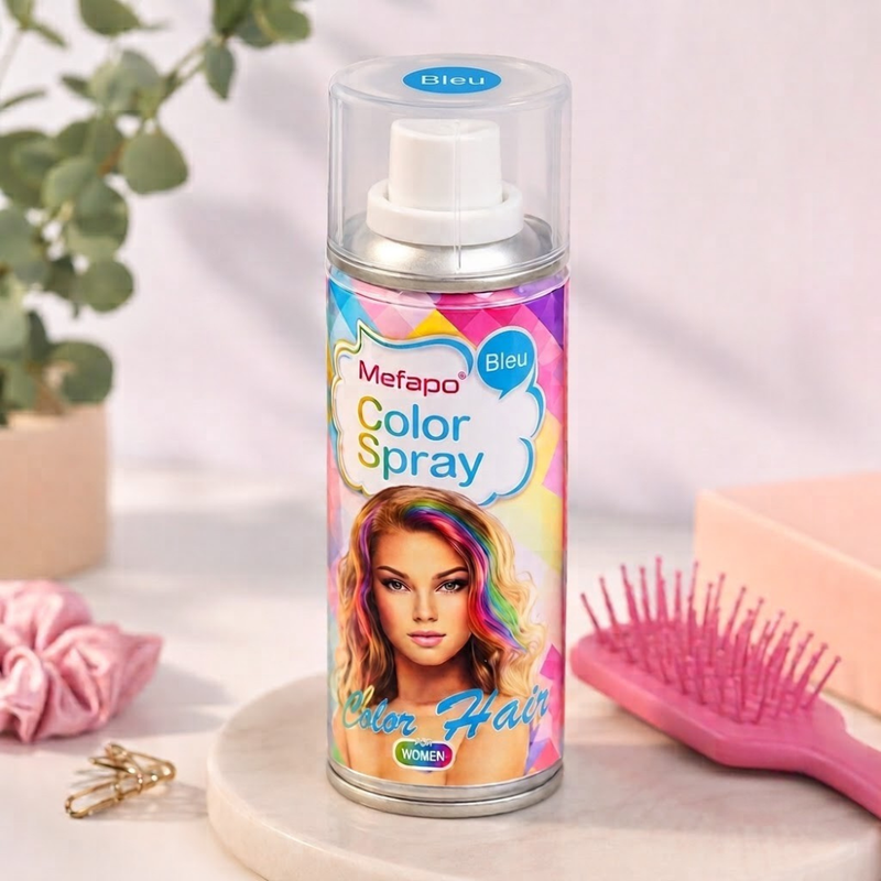 Mefapo - Spray Colorant Temporaire pour Cheveux 120 ml - Bleu