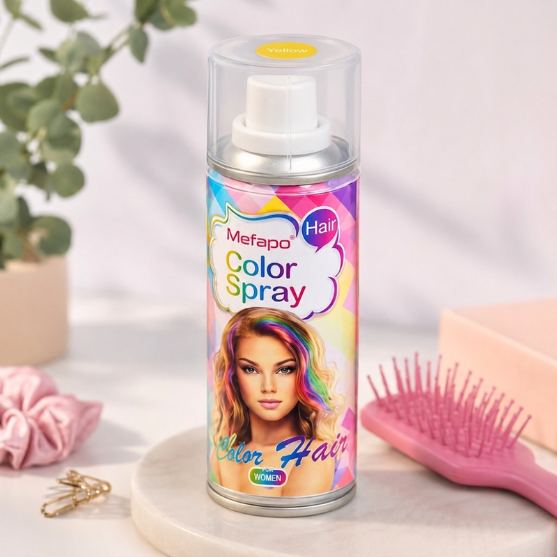 Mefapo - Spray Colorant Temporaire pour Cheveux 120 ml - Jaune Doré