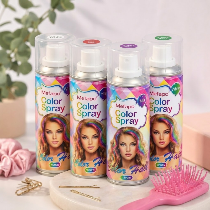 Mefapo - Spray Colorant Temporaire pour Cheveux 120 ml x 4 - Pack Halloween