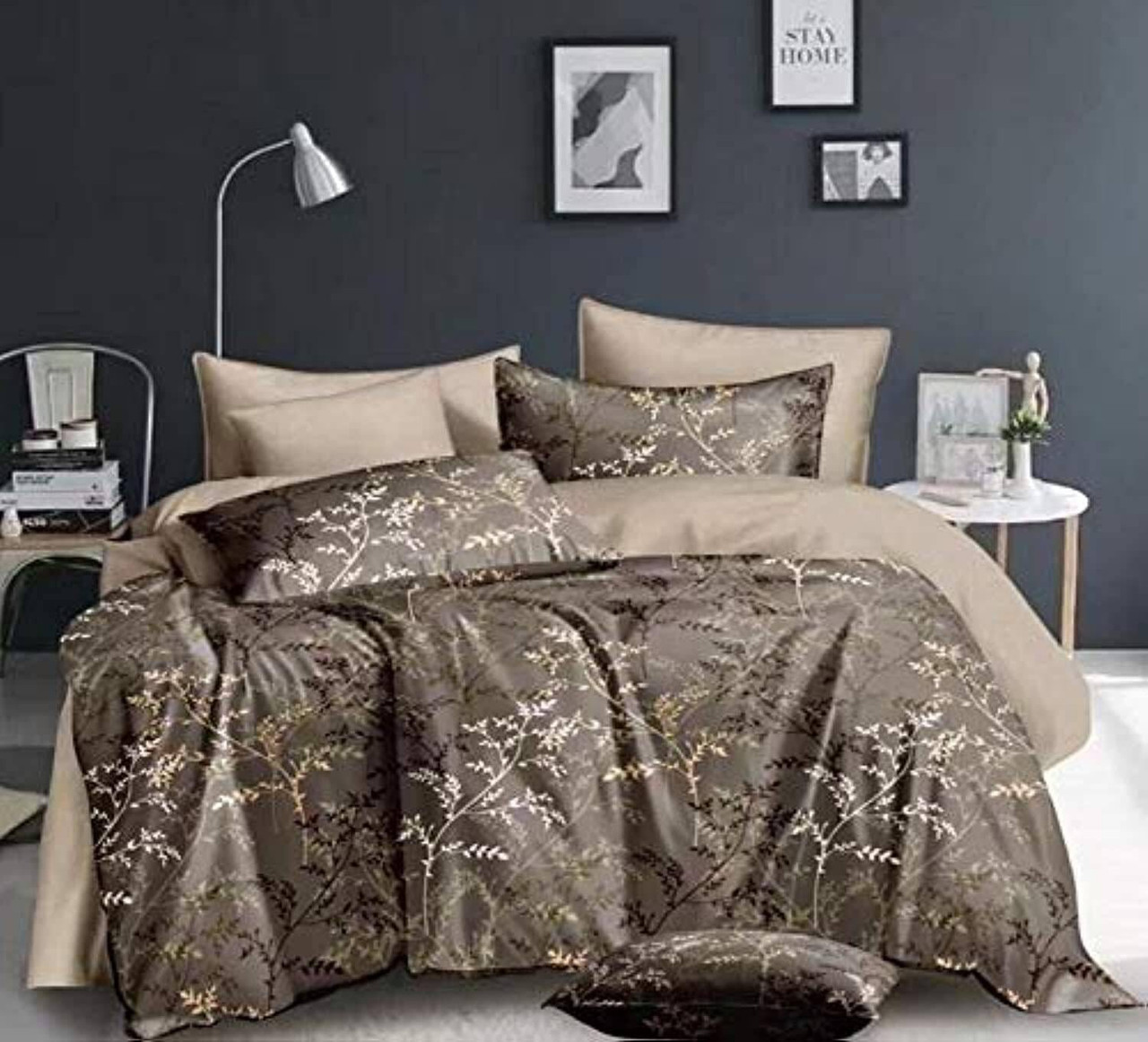 CASA NOVA - Parure De Lit 2 Places En Polycoton M15 Motif Floral - Marron