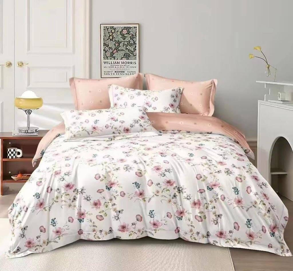 CASA NOVA – Parure De Lit 2 Places En Polycoton M16 Motif Floral – Rose Saumon