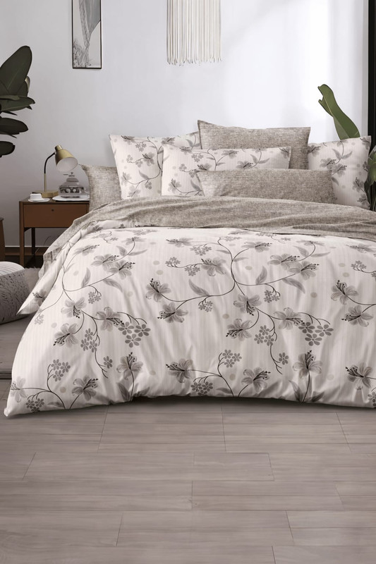 CASA NOVA – Parure De Lit 2 Places En Polycoton M21 Motif Floral – Blanc cassé