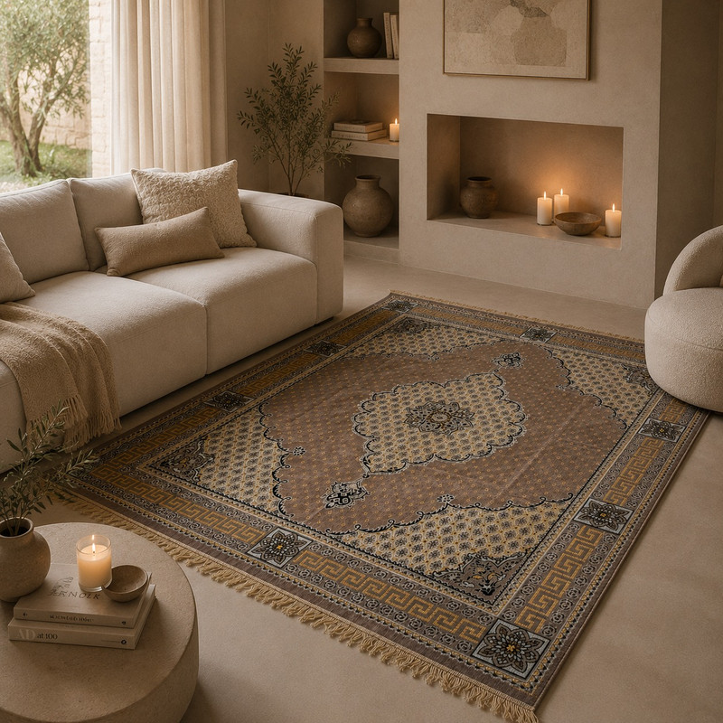 All&More - Tapis Margoum Moderne M37 Motif Géométriques Stylisées 200 x 270 cm - Marron
