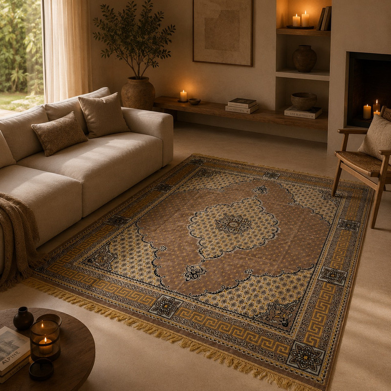 All&More - Tapis Margoum Moderne M37 Motif Géométriques Stylisées 200 x 270 cm - Marron 2