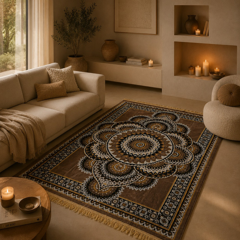 All&More - Tapis Margoum Moderne M38 Motif Géométriques Plus Fins 200 x 270 cm - Marron 2