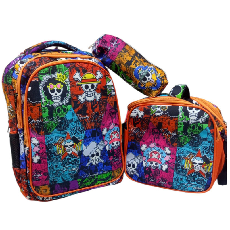 LEADERS - Cartable Scolaire 3 Pièces Avec Chariot - Cartable + Trousse + Porte-Goûter Isotherme - Motif Pirate - Multicouleur 2