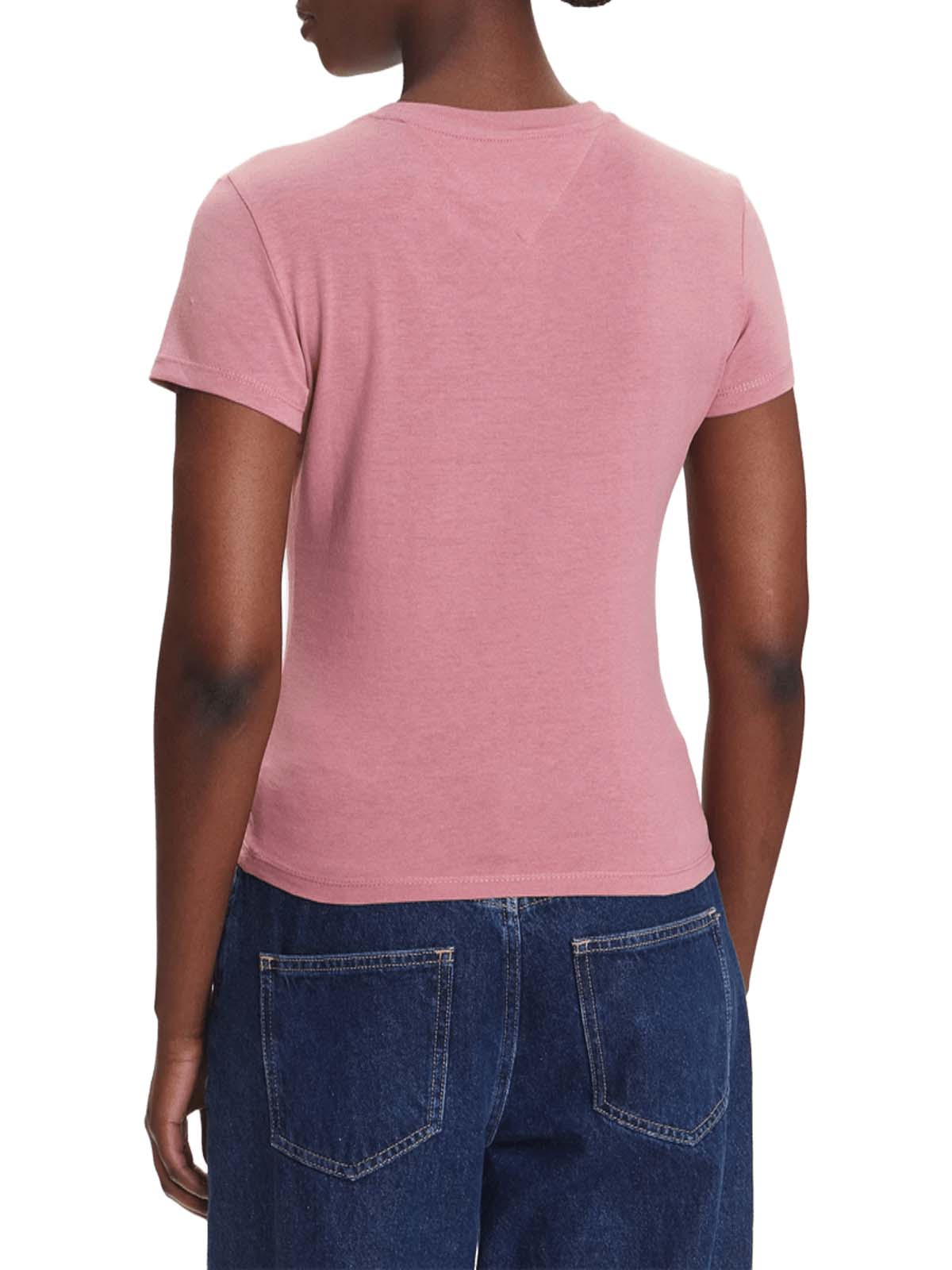 TOMMY HILFIGER - TOMMY JEANS DW0DW20913 TI0 T-shirt slim logo essentiel2 tee ext- Rose 2