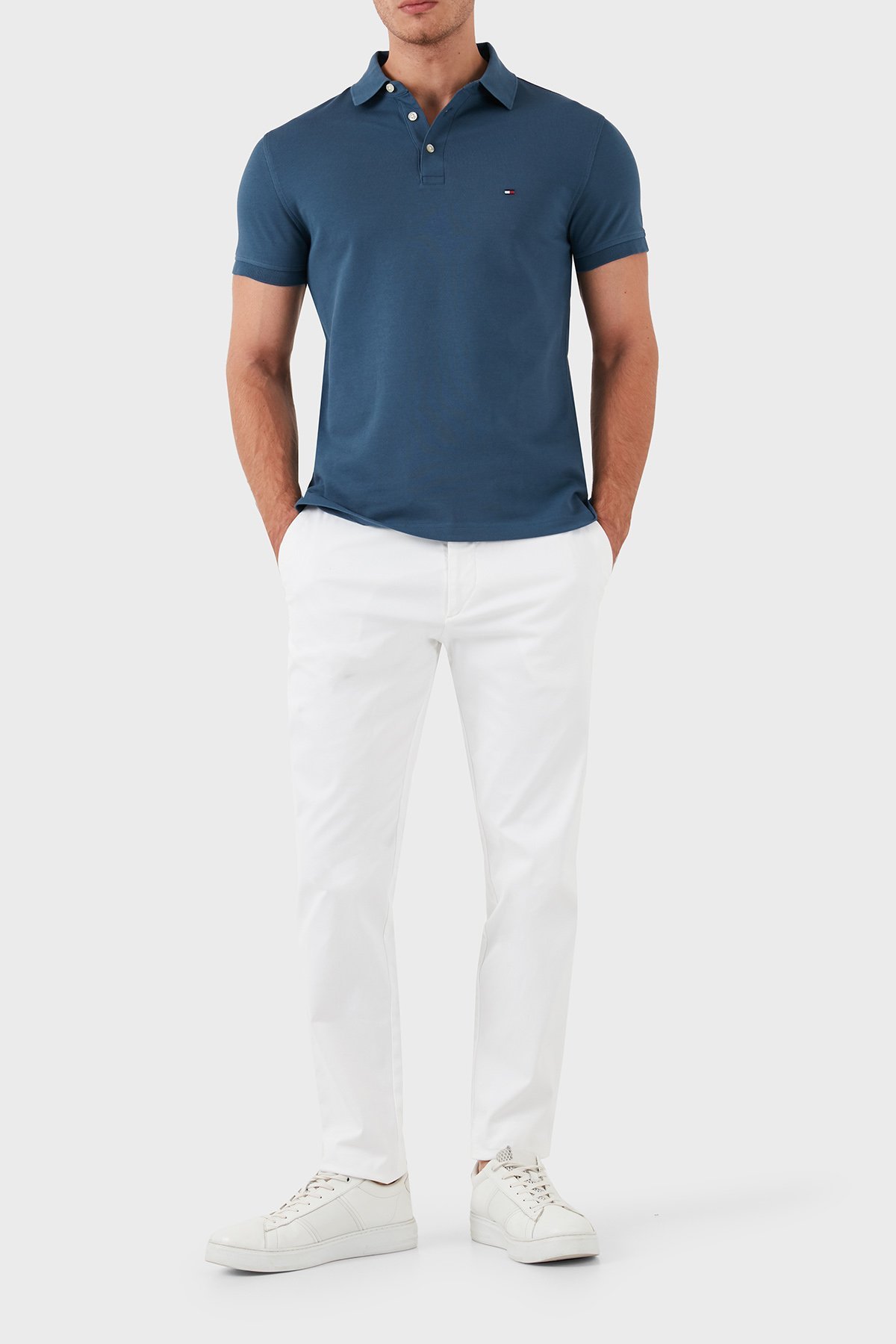 TOMMY HILFIGER - Polo en coton biologique coupe ajustée 1985 - Bleu Vert