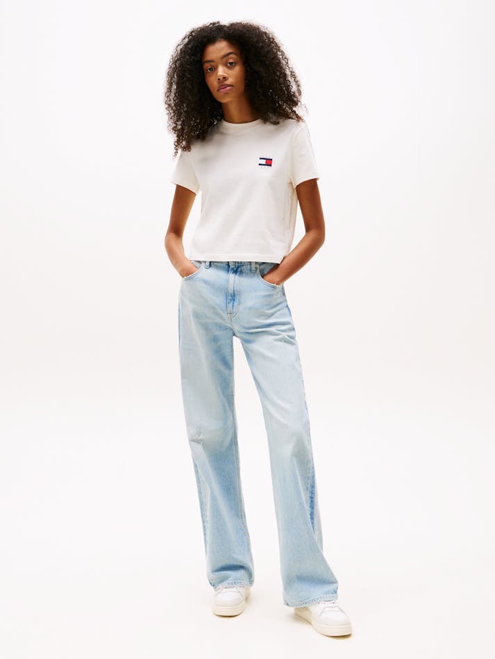 TOMMY HILFIGER - T-shirt avec logo drapeau au dos - Blanc
