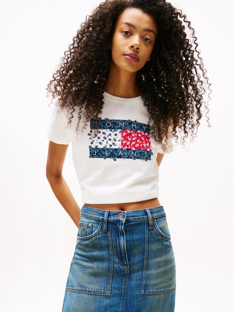 TOMMY HILFIGER - T-SHIRT AVEC LOGICIEL FLORAL - Blanc