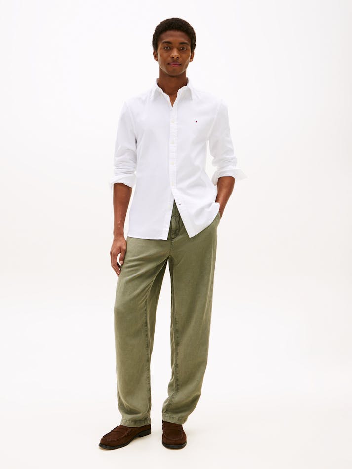 TOMMY HILFIGER - Chemise TH Flex Slim Fit Dobby - Blanc optique TH