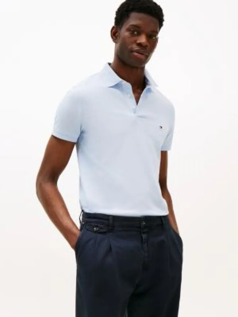 TOMMY HILFIGER - Polo en coton biologique coupe ajustée 1985 - Bleu Brise