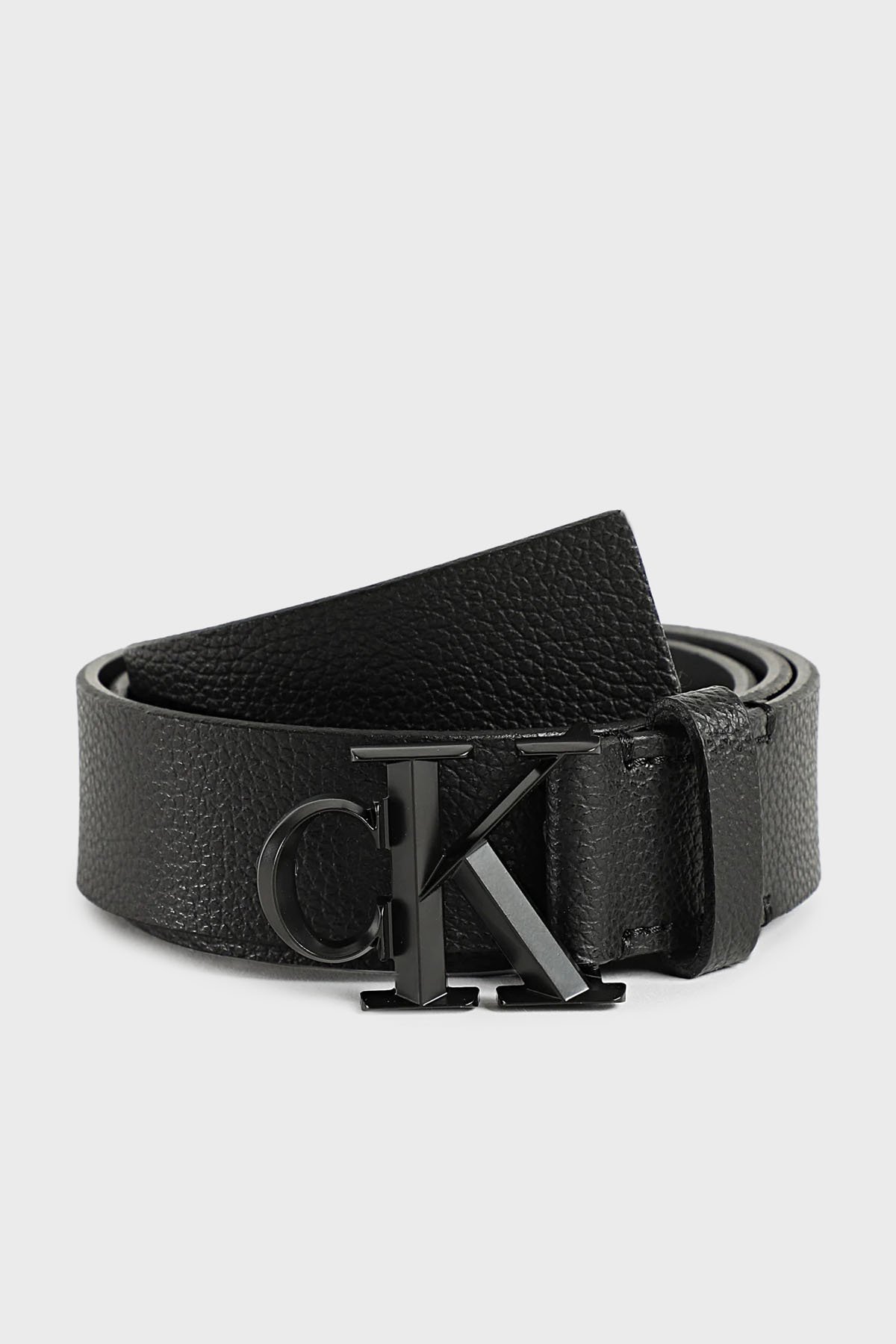 Calvin Klein - Ceinture en cuir avec logo en métal, Noir