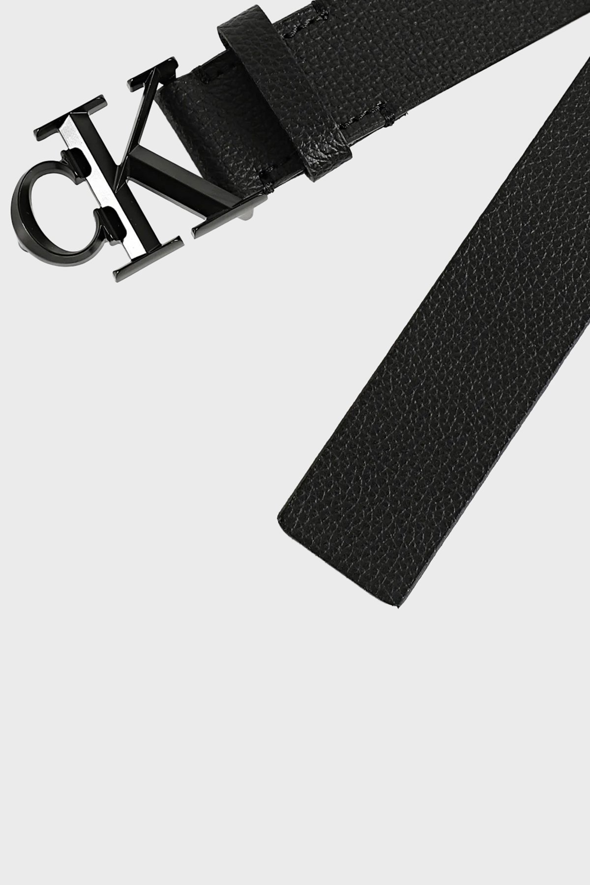 Calvin Klein - Ceinture en cuir avec logo en métal, Noir 2