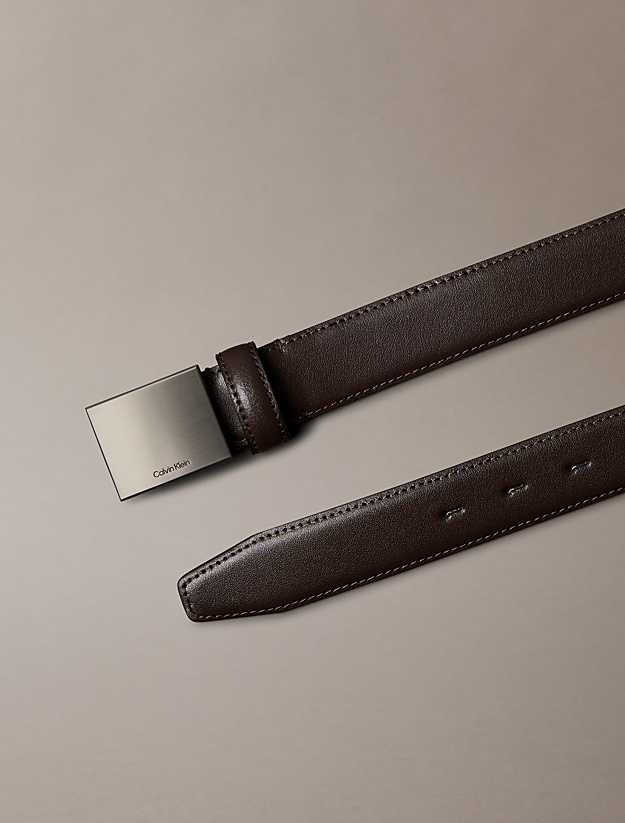 Calvin Klein - Ceinture en cuir plein fleur avec boucle plaque - Marron Foncé 2