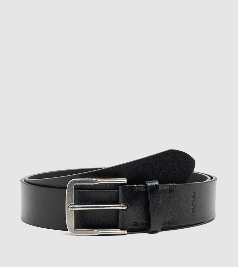Calvin Klein - Ceinture en cuir avec logo - Noir