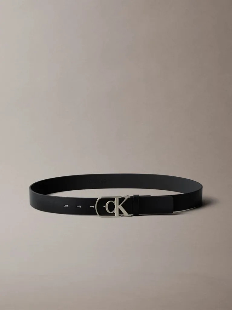 Calvin Klein - Ceinture en cuir pleine fleur avec logo - Noir 2